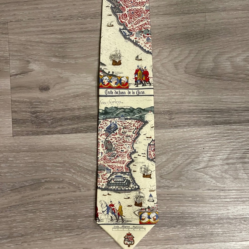 Vintage Silk Museum Artifacts Maps Historic Tie Men's Luxury Grandpacore